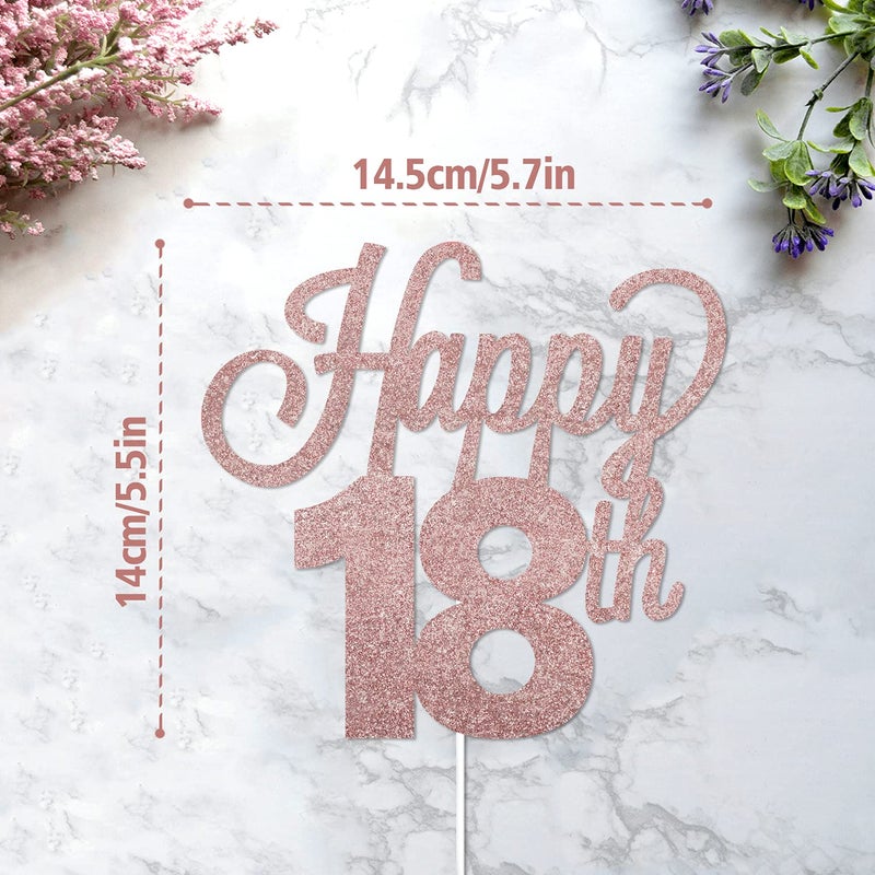 LINGTEER Happy 18th Birthday Cake Topper - Cheers to Eighteen Years Old Birthday Party Cake Centerpieces Decorations Sign. - Image 3
